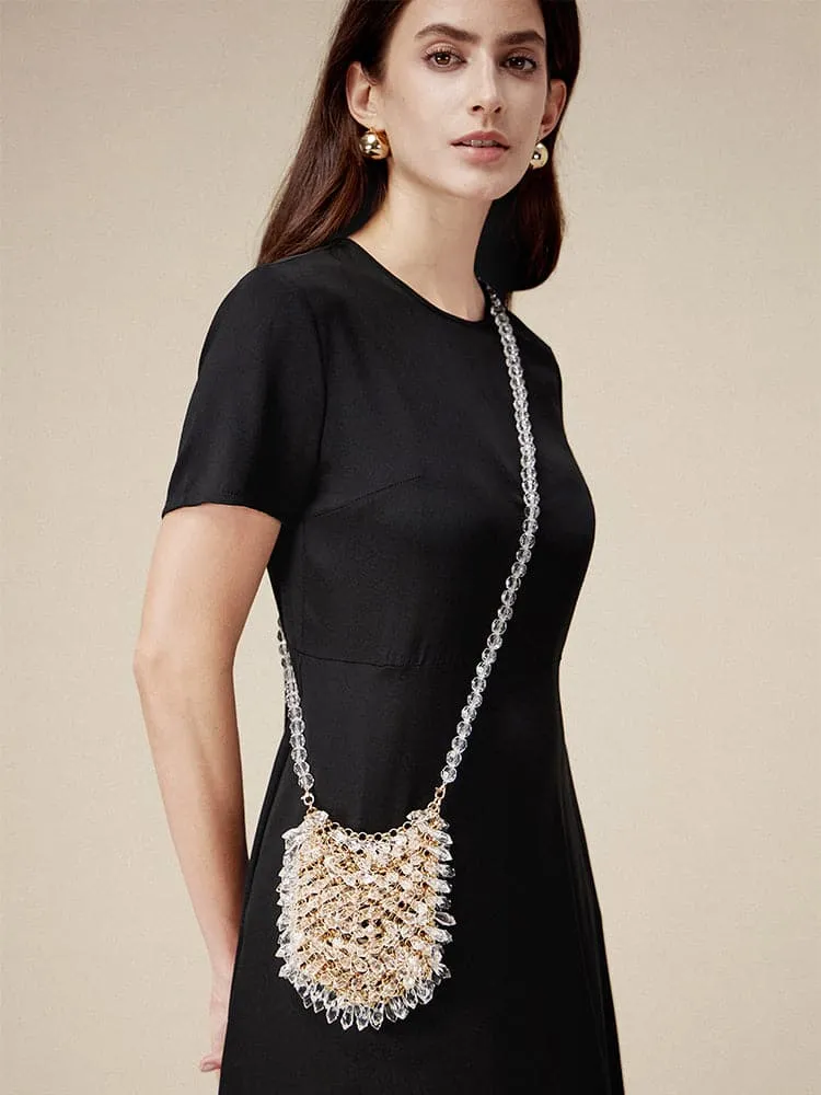 Handmade Weave Acrylic Beaded Crossbody Bag