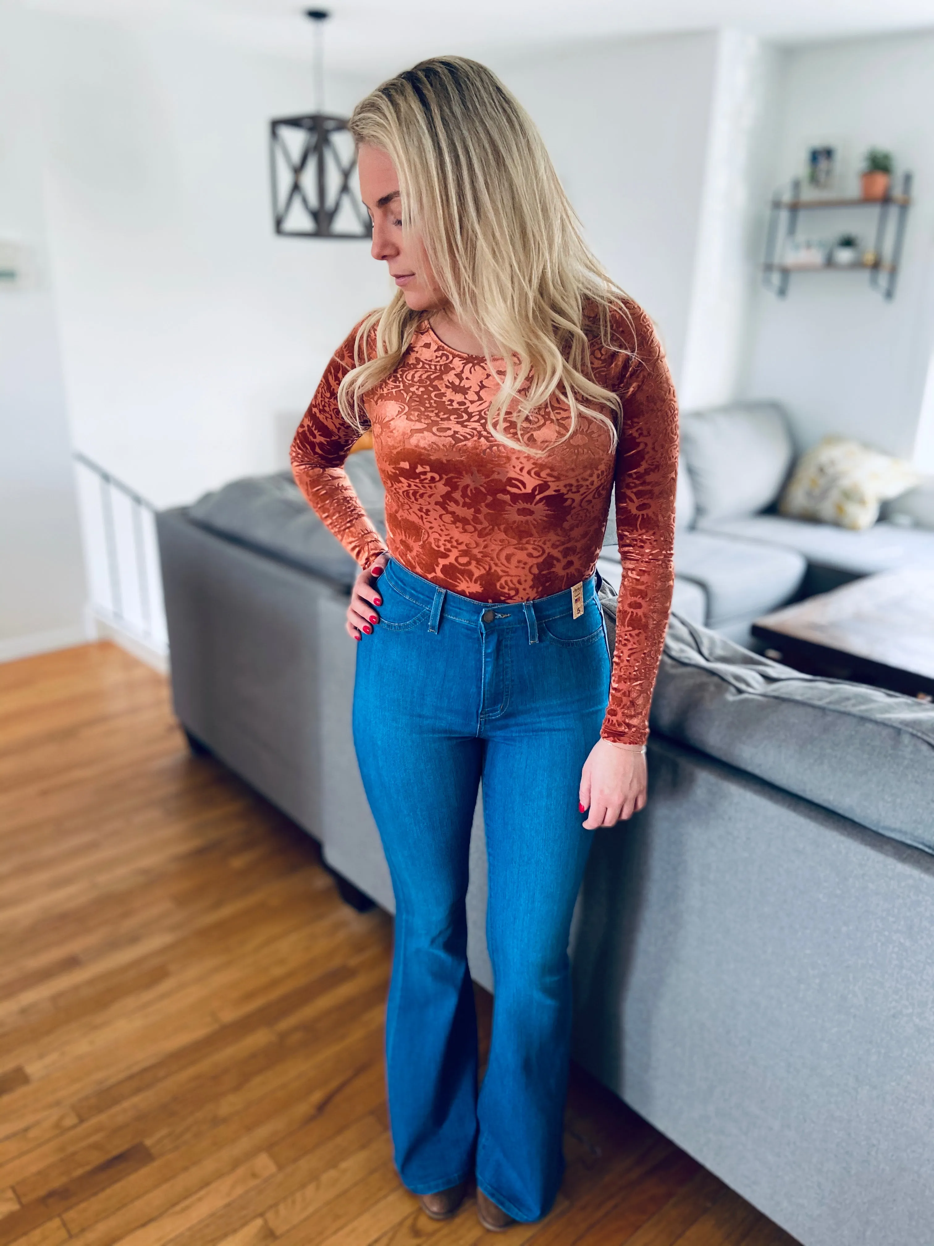 High Rise Flare Jean - Medium Stone
