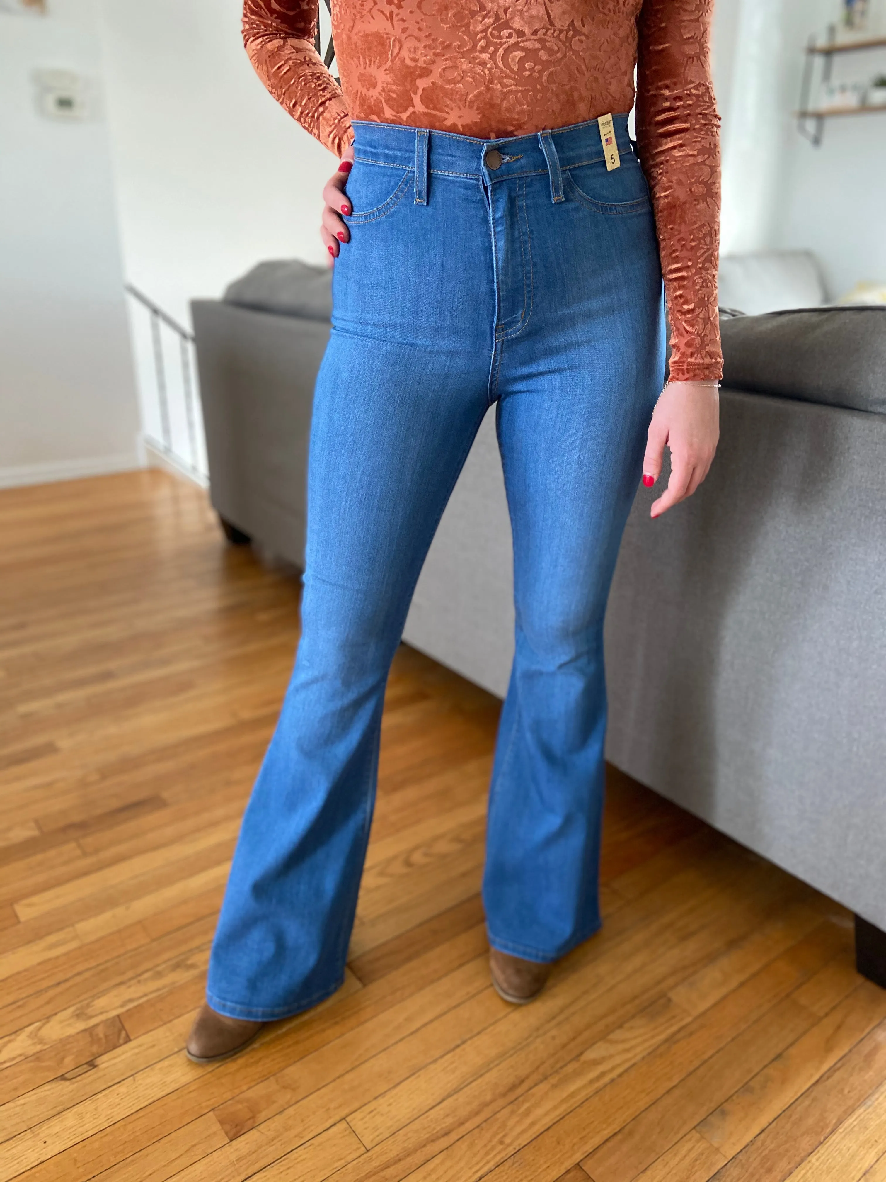 High Rise Flare Jean - Medium Stone