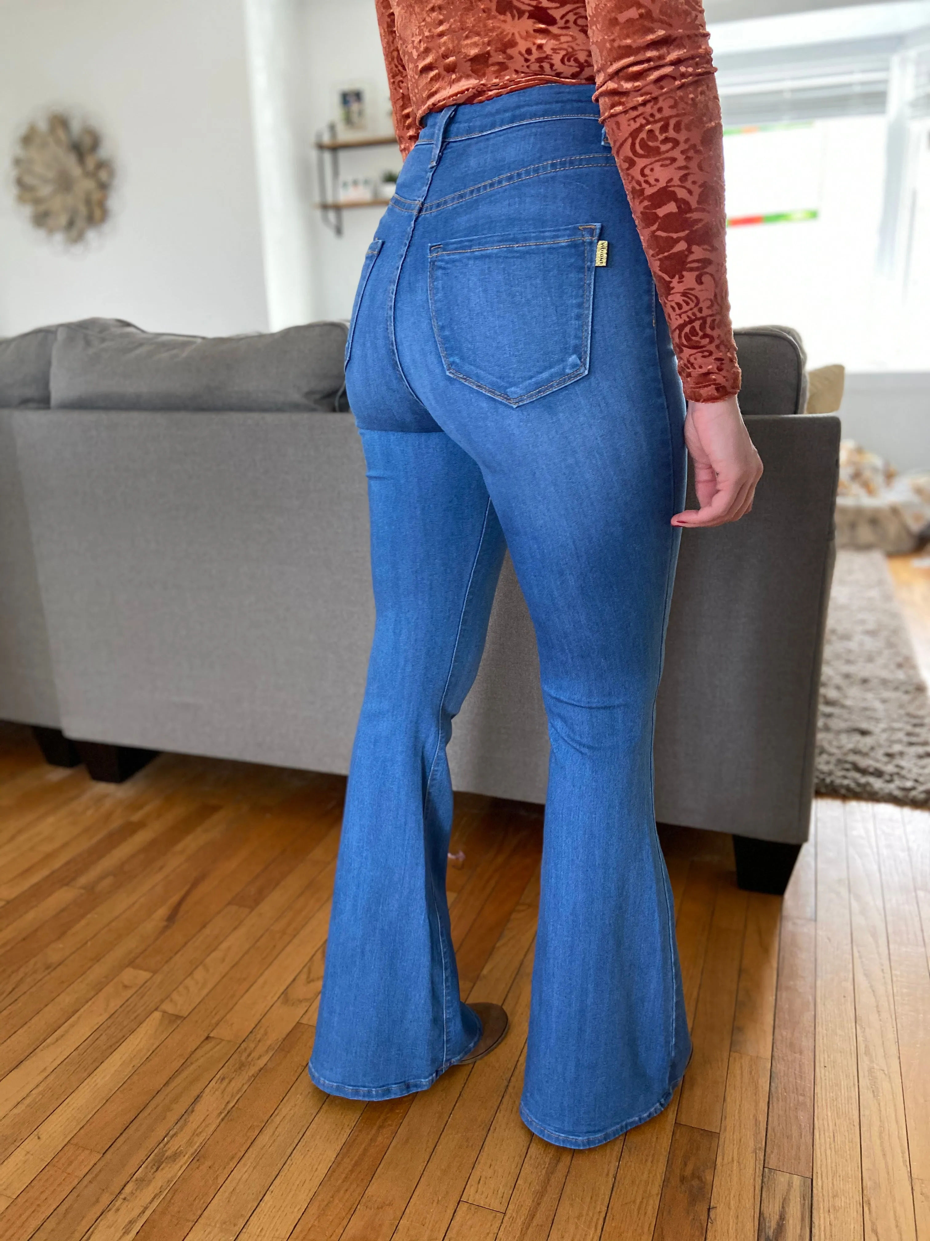 High Rise Flare Jean - Medium Stone