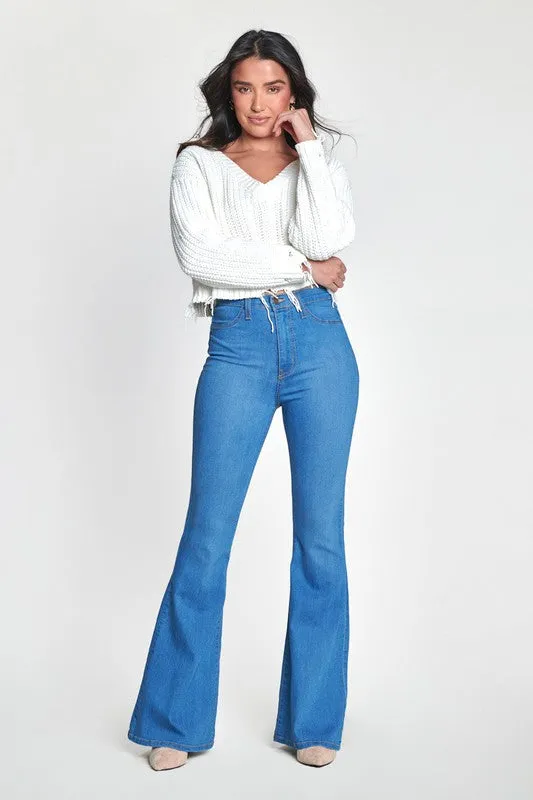 High Rise Flare Jean - Medium Stone