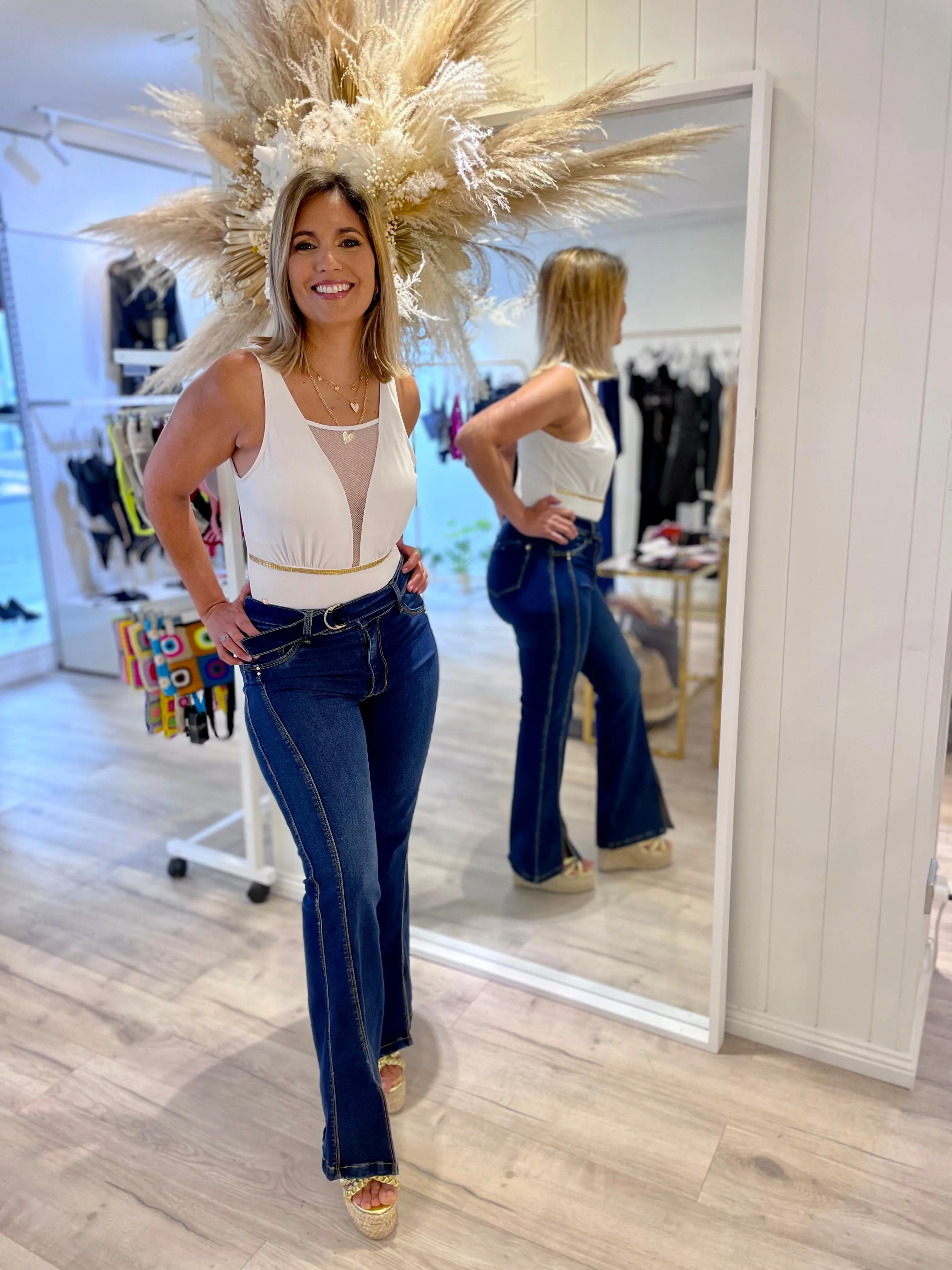 High-Waisted Bell Bottom Flares Push Up Denim