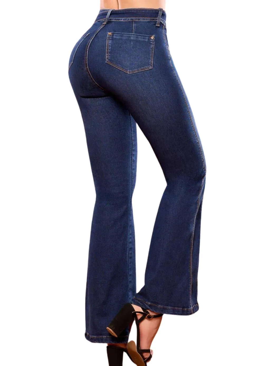 High-Waisted Bell Bottom Flares Push Up Denim