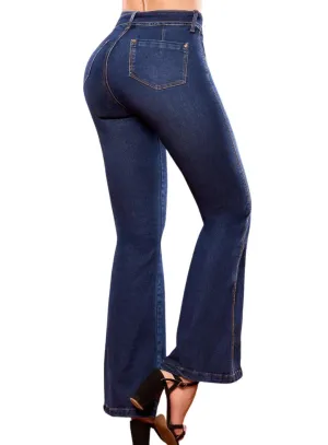 High-Waisted Bell Bottom Flares Push Up Denim