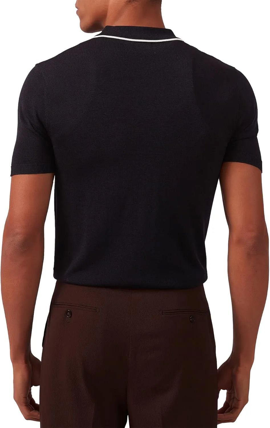 Kallspin Men's Vintage Knitted Polo Shirt Short Sleeve Solid Collared Golf Shirts with Button