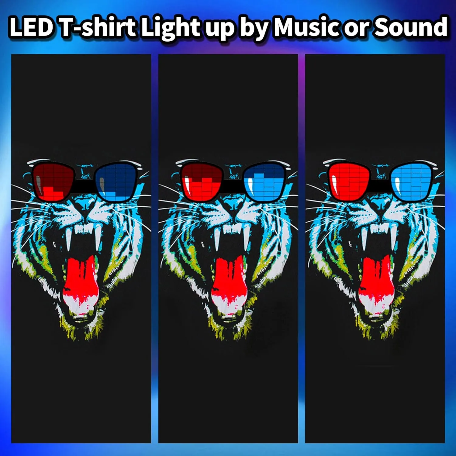 LED T Shirt Sound Activated Glow Shirts Light Up Equalizer Clothes for Party