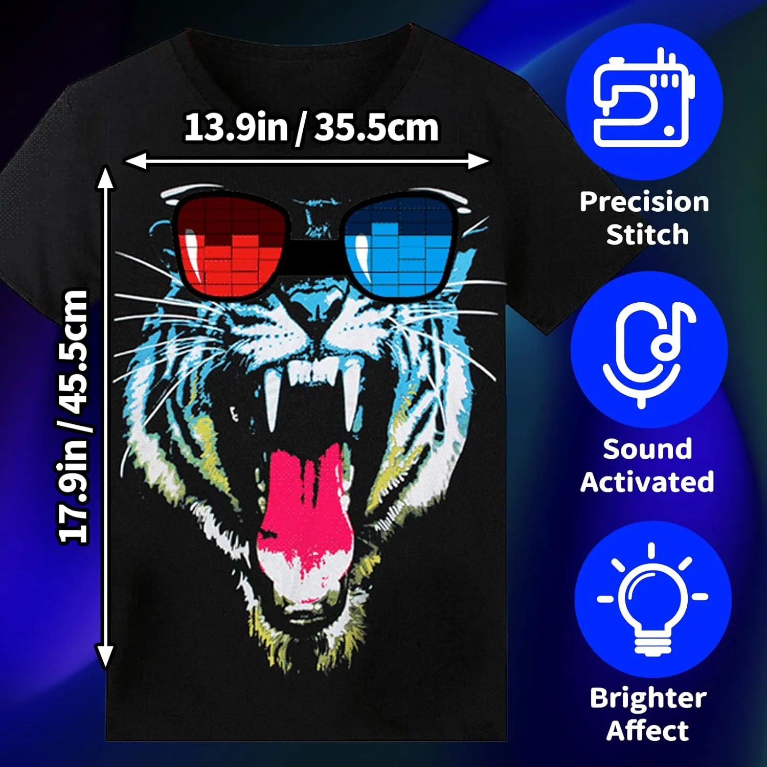 LED T Shirt Sound Activated Glow Shirts Light Up Equalizer Clothes for Party
