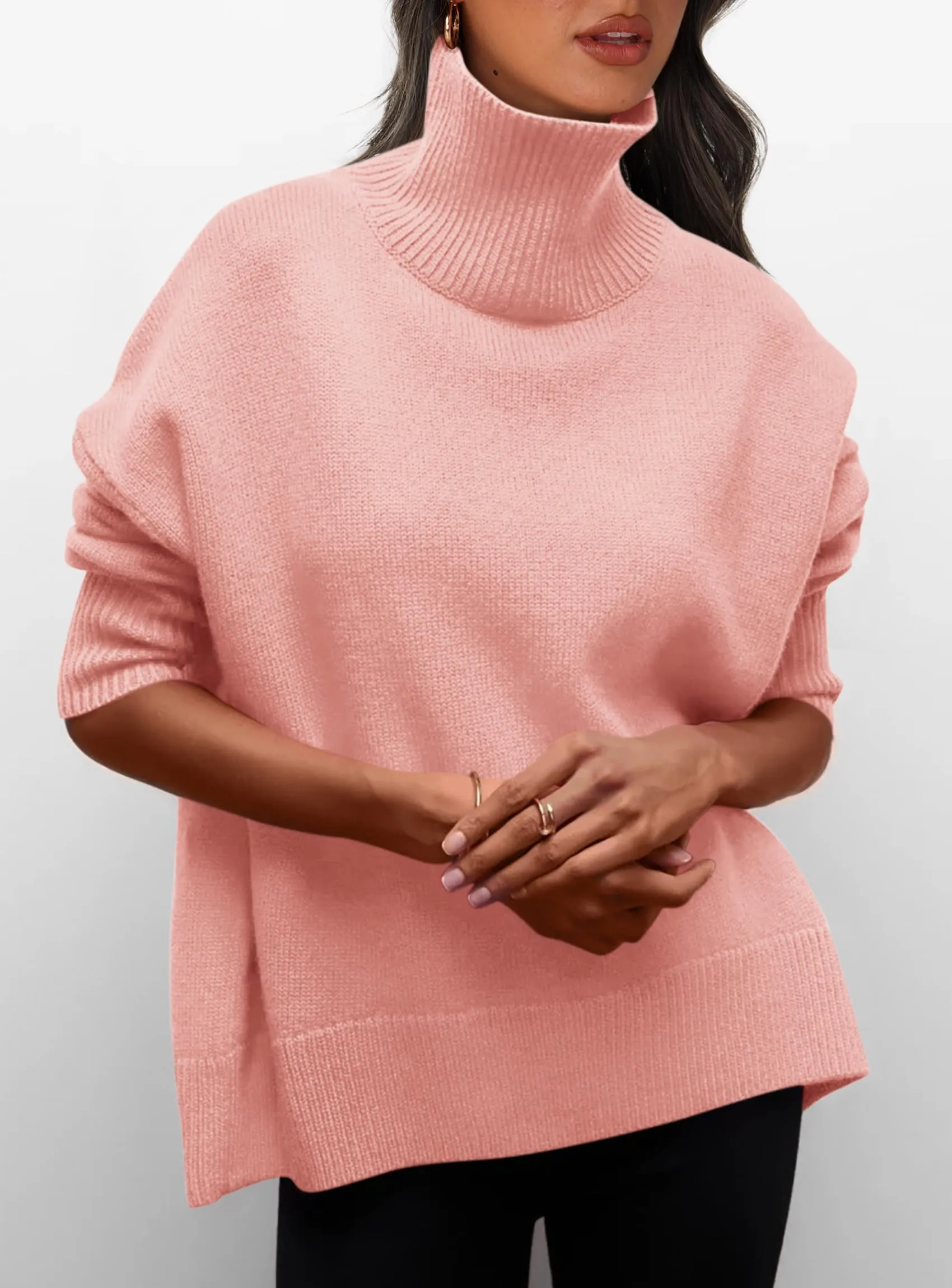 Long Sleeve Oversized Chunky Knitted Casual Turtleneck Sweaters