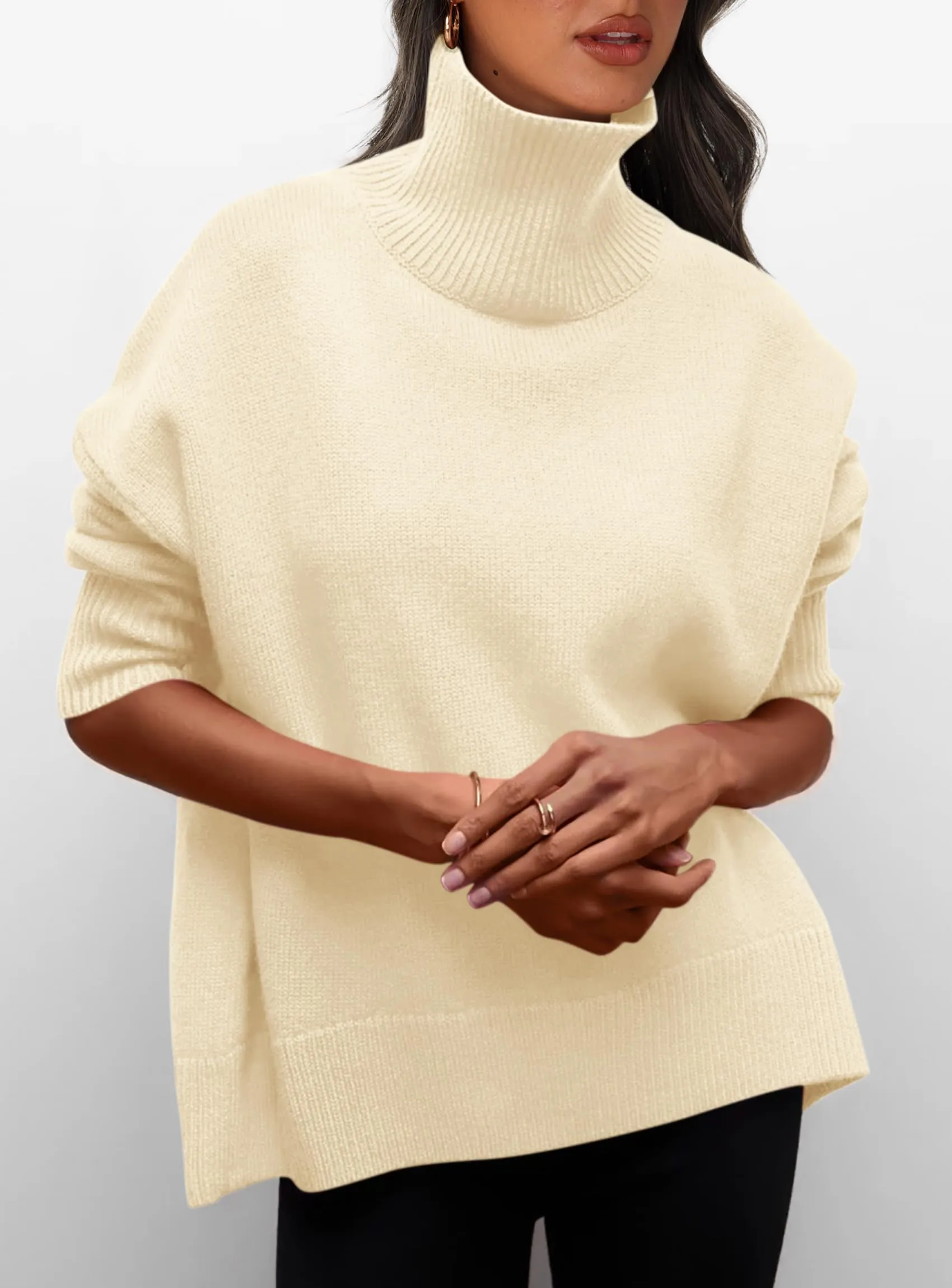 Long Sleeve Oversized Chunky Knitted Casual Turtleneck Sweaters