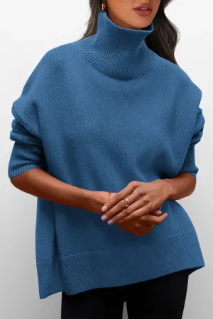 Long Sleeve Oversized Chunky Knitted Casual Turtleneck Sweaters