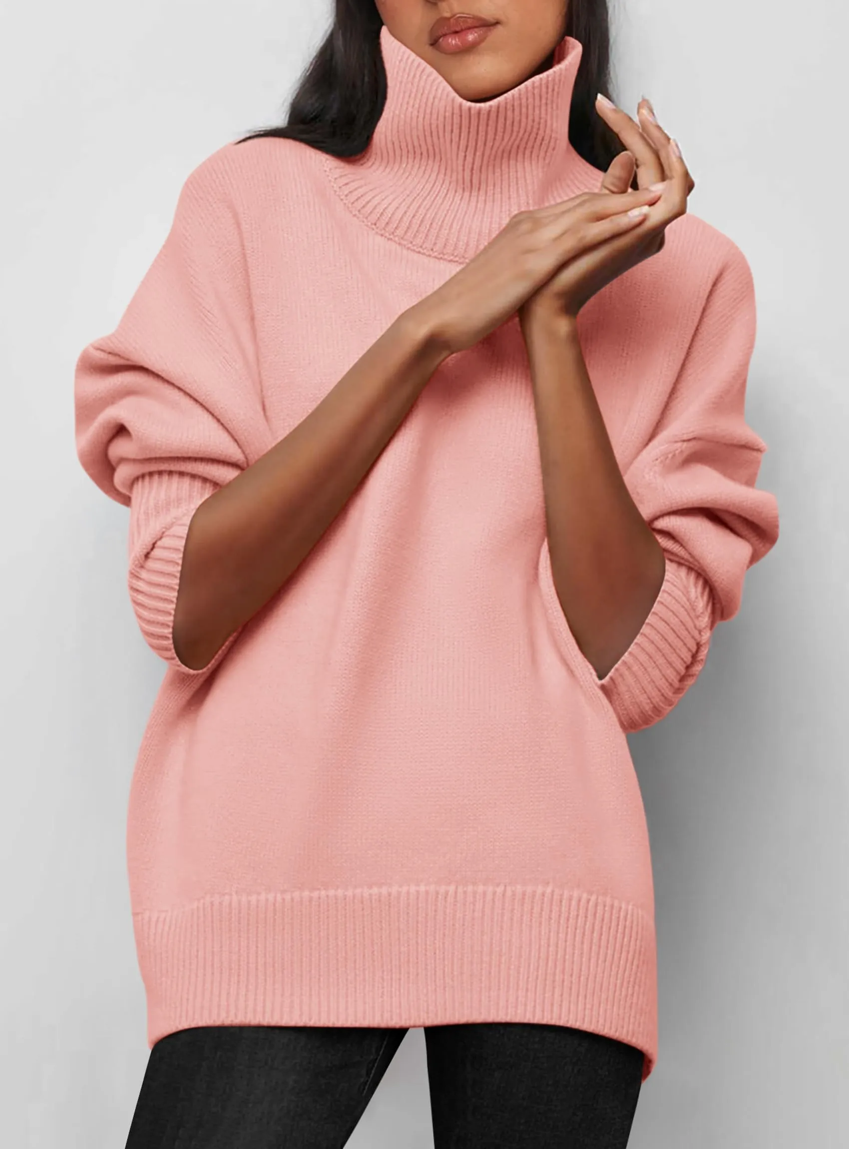 Long Sleeve Oversized Chunky Knitted Casual Turtleneck Sweaters