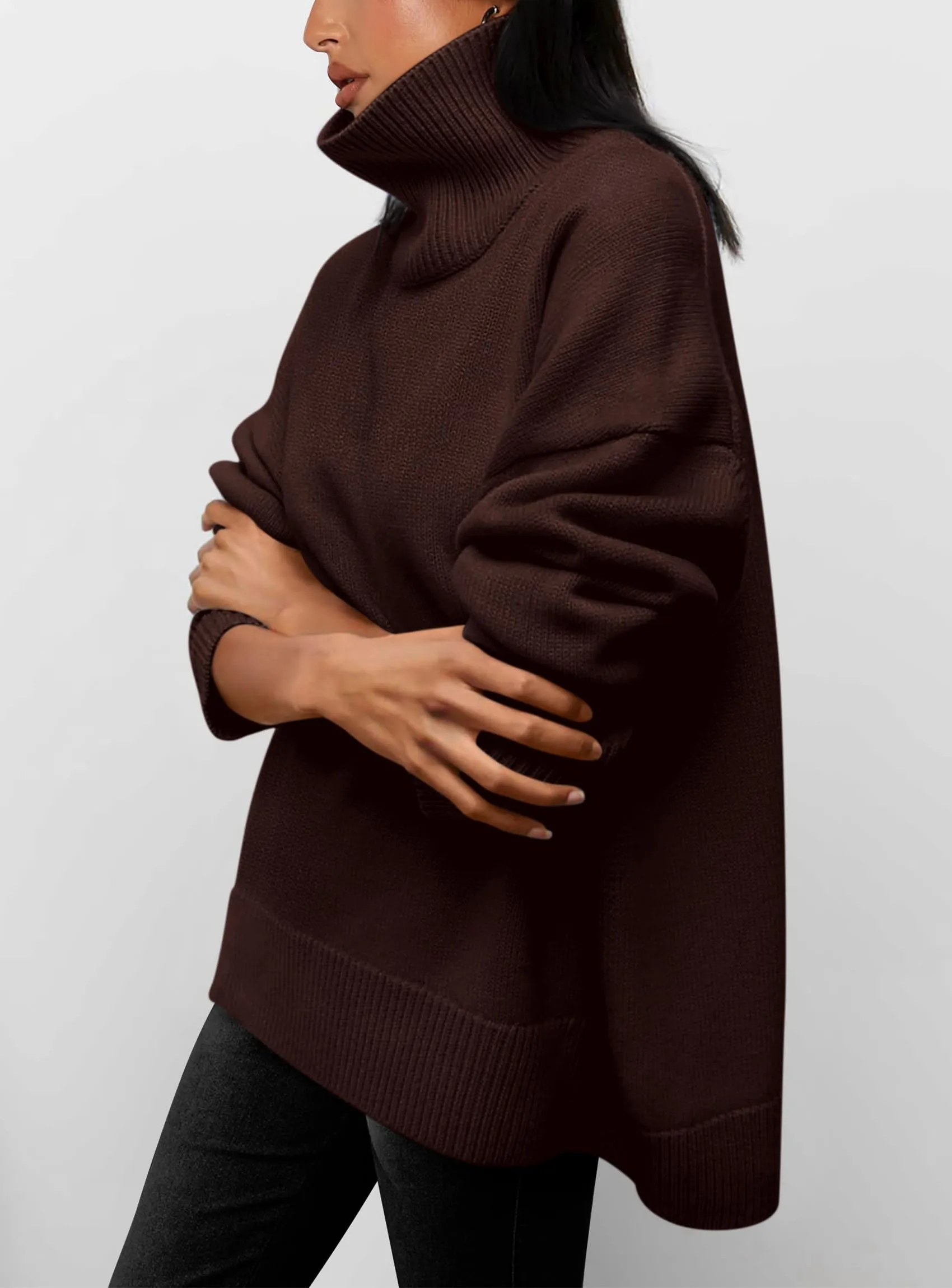 Long Sleeve Oversized Chunky Knitted Casual Turtleneck Sweaters