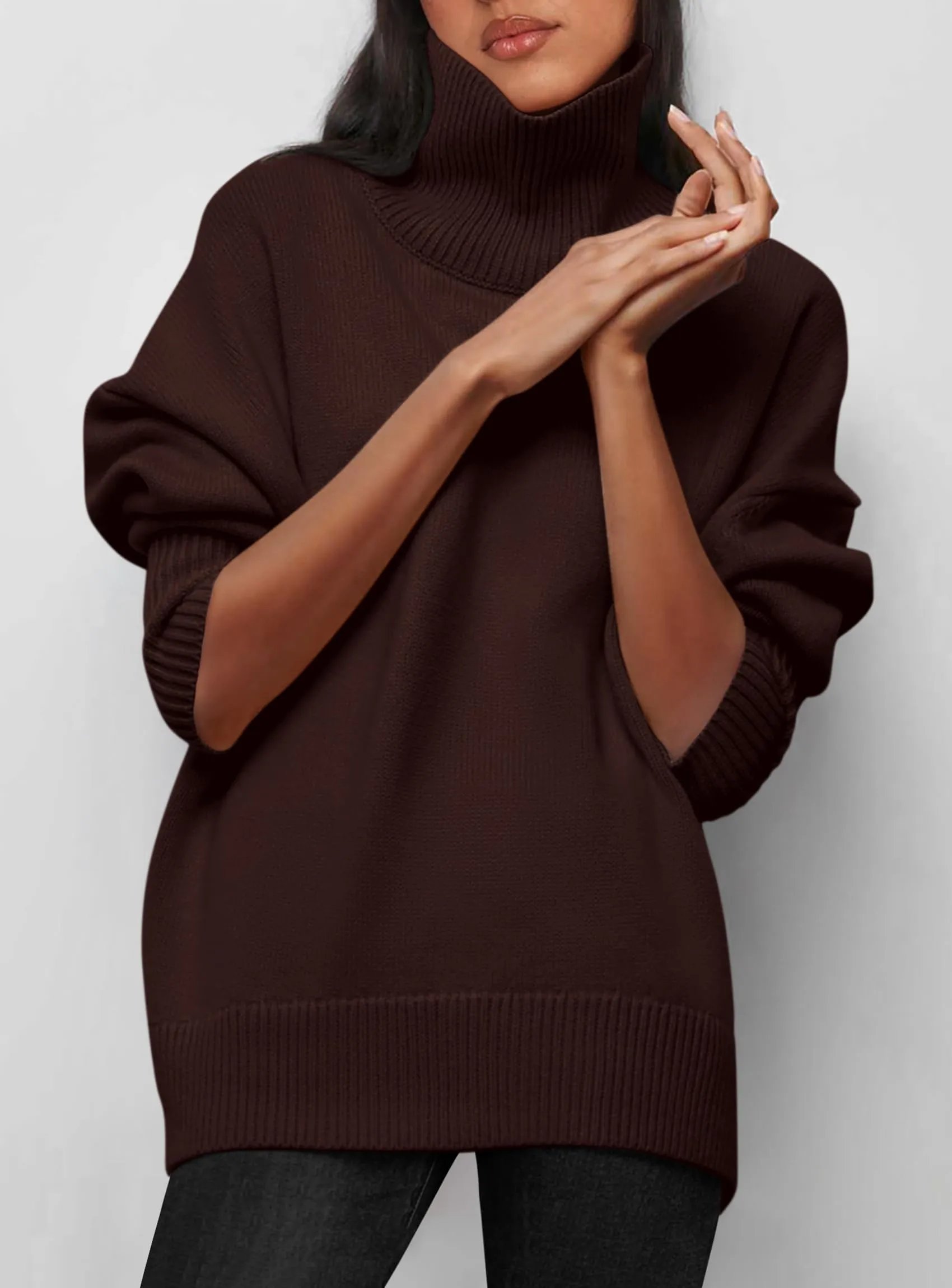 Long Sleeve Oversized Chunky Knitted Casual Turtleneck Sweaters