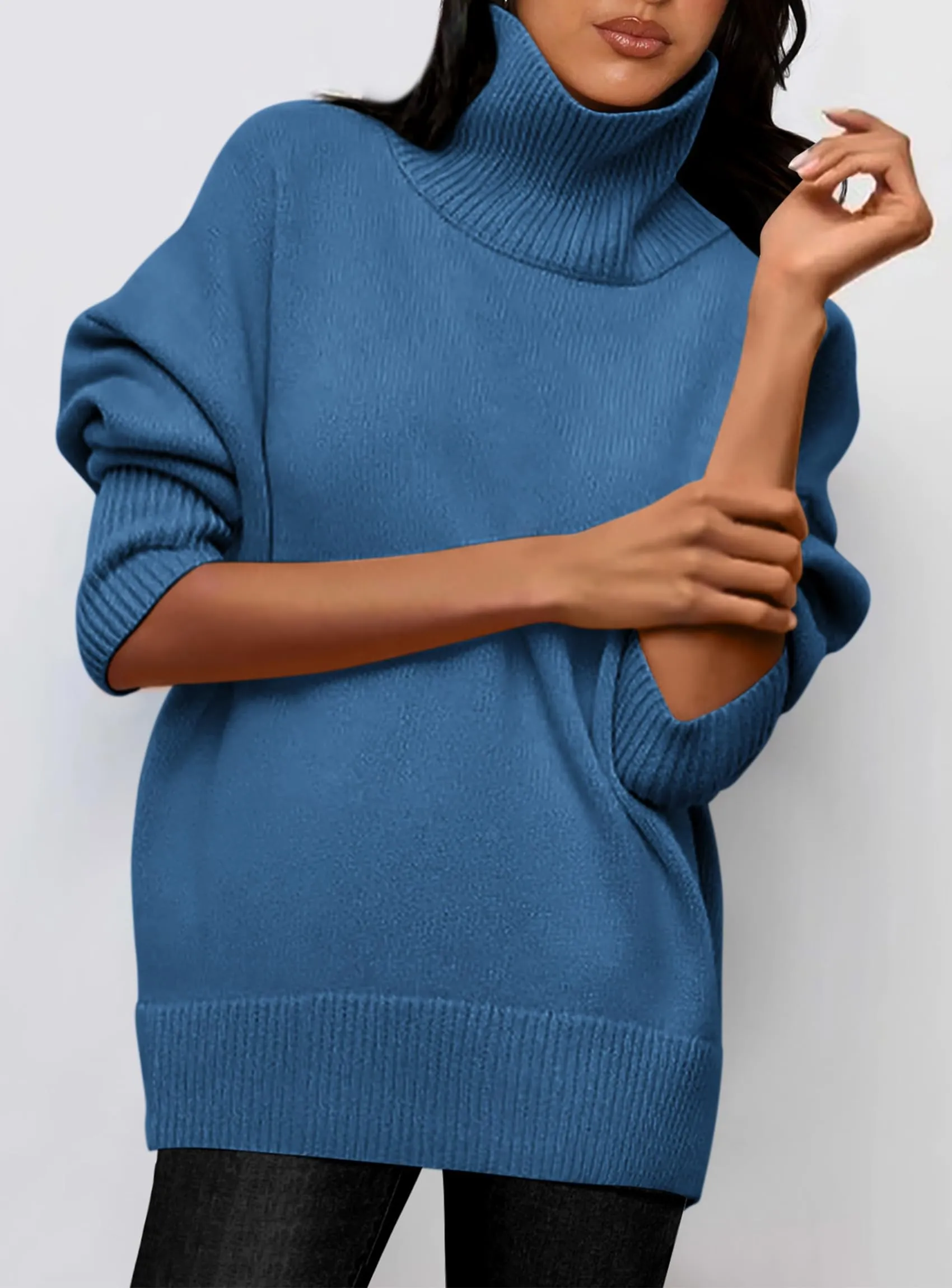 Long Sleeve Oversized Chunky Knitted Casual Turtleneck Sweaters