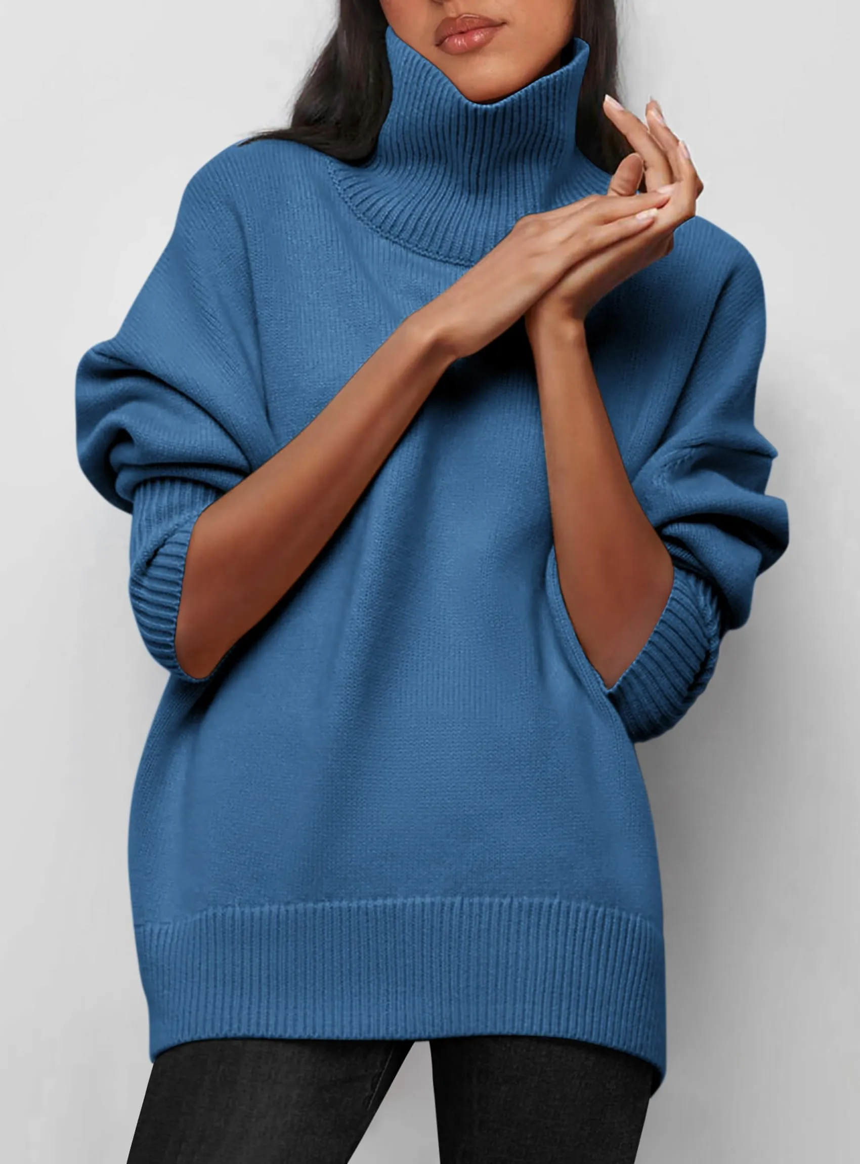 Long Sleeve Oversized Chunky Knitted Casual Turtleneck Sweaters