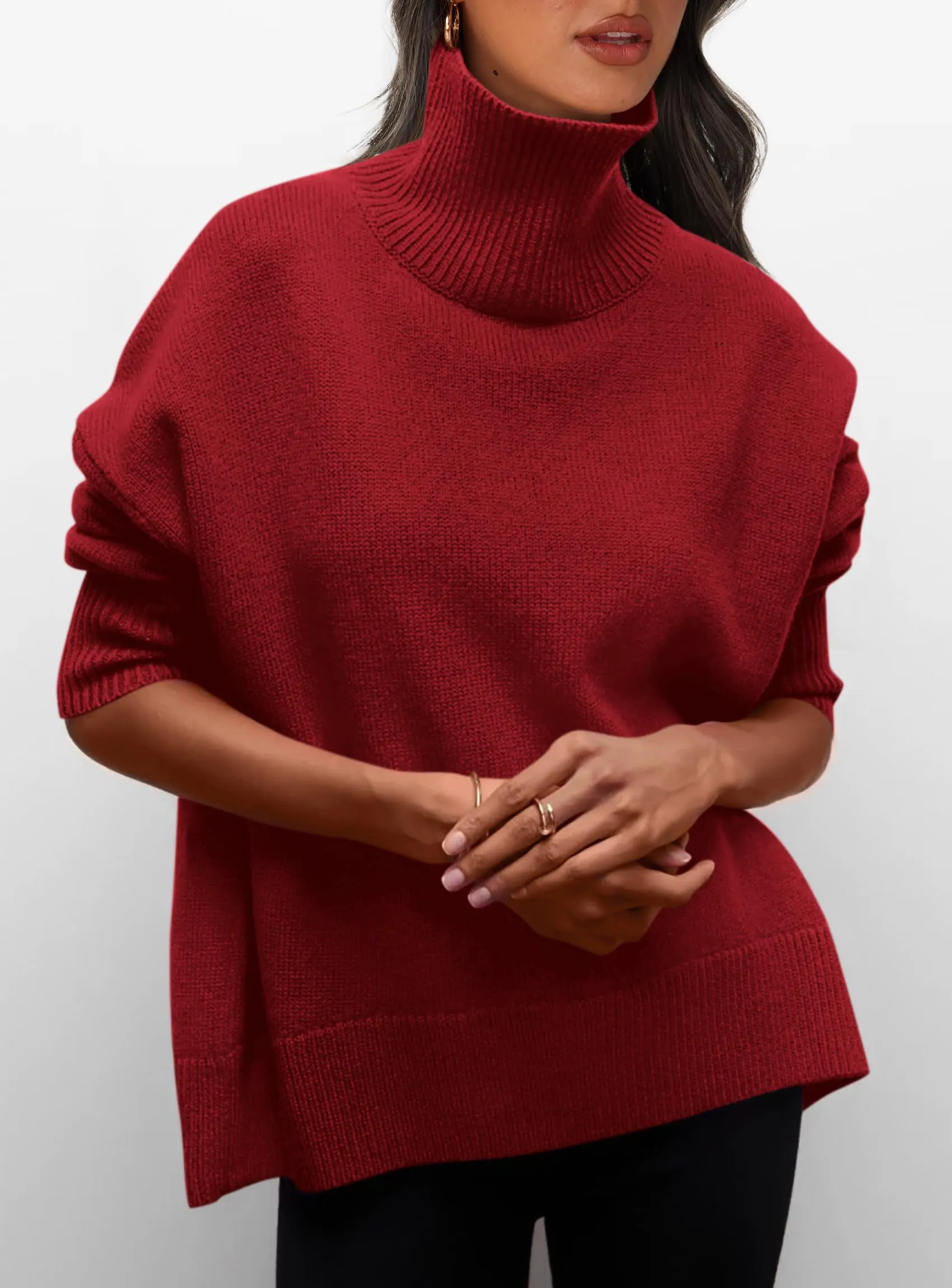 Long Sleeve Oversized Chunky Knitted Casual Turtleneck Sweaters