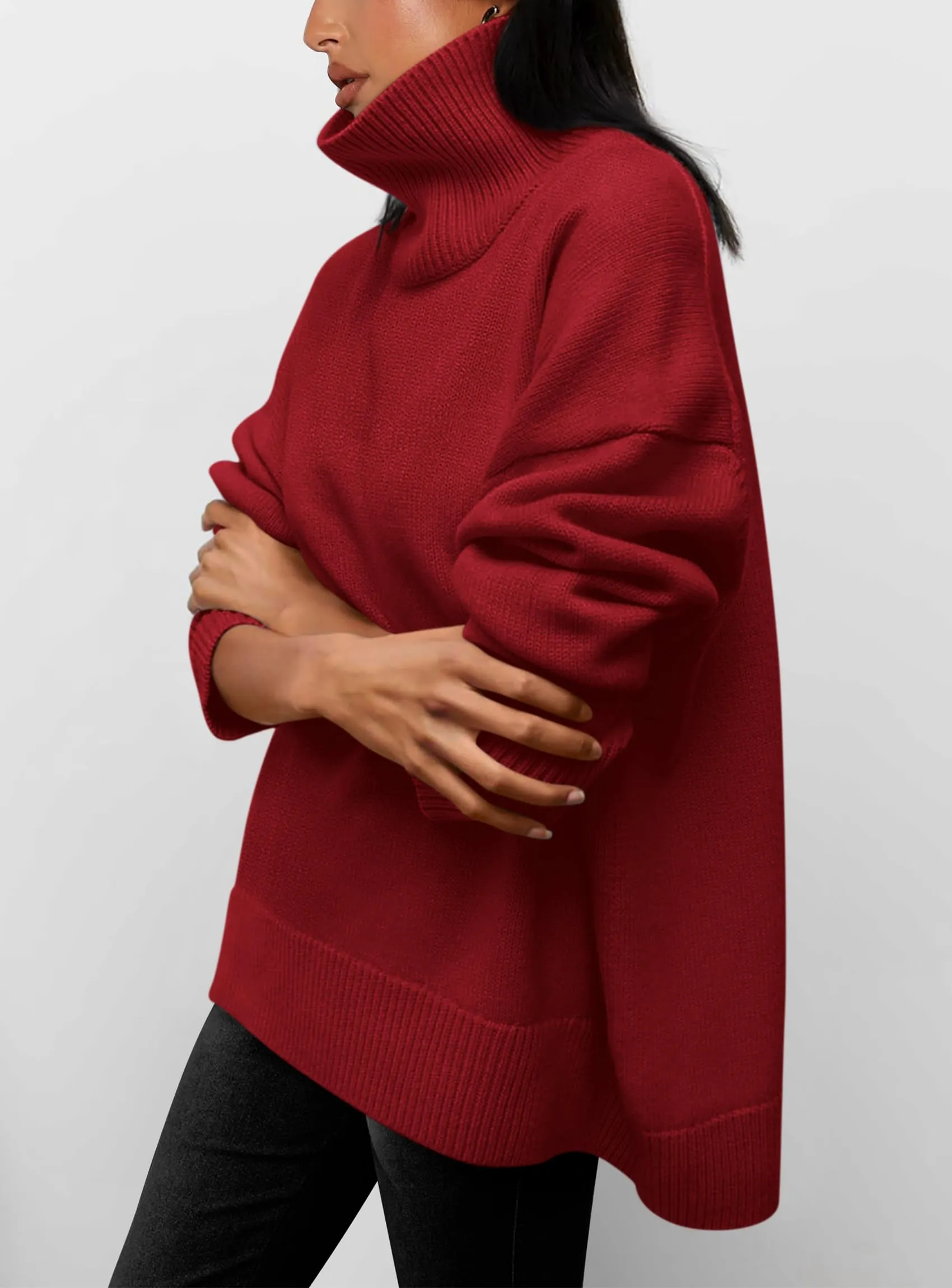 Long Sleeve Oversized Chunky Knitted Casual Turtleneck Sweaters