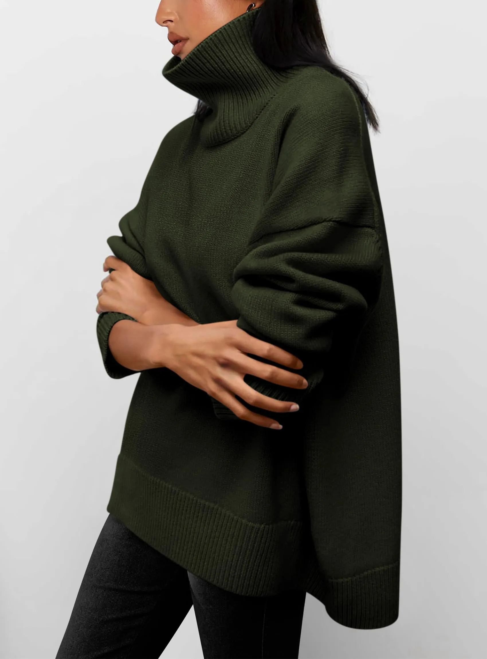 Long Sleeve Oversized Chunky Knitted Casual Turtleneck Sweaters