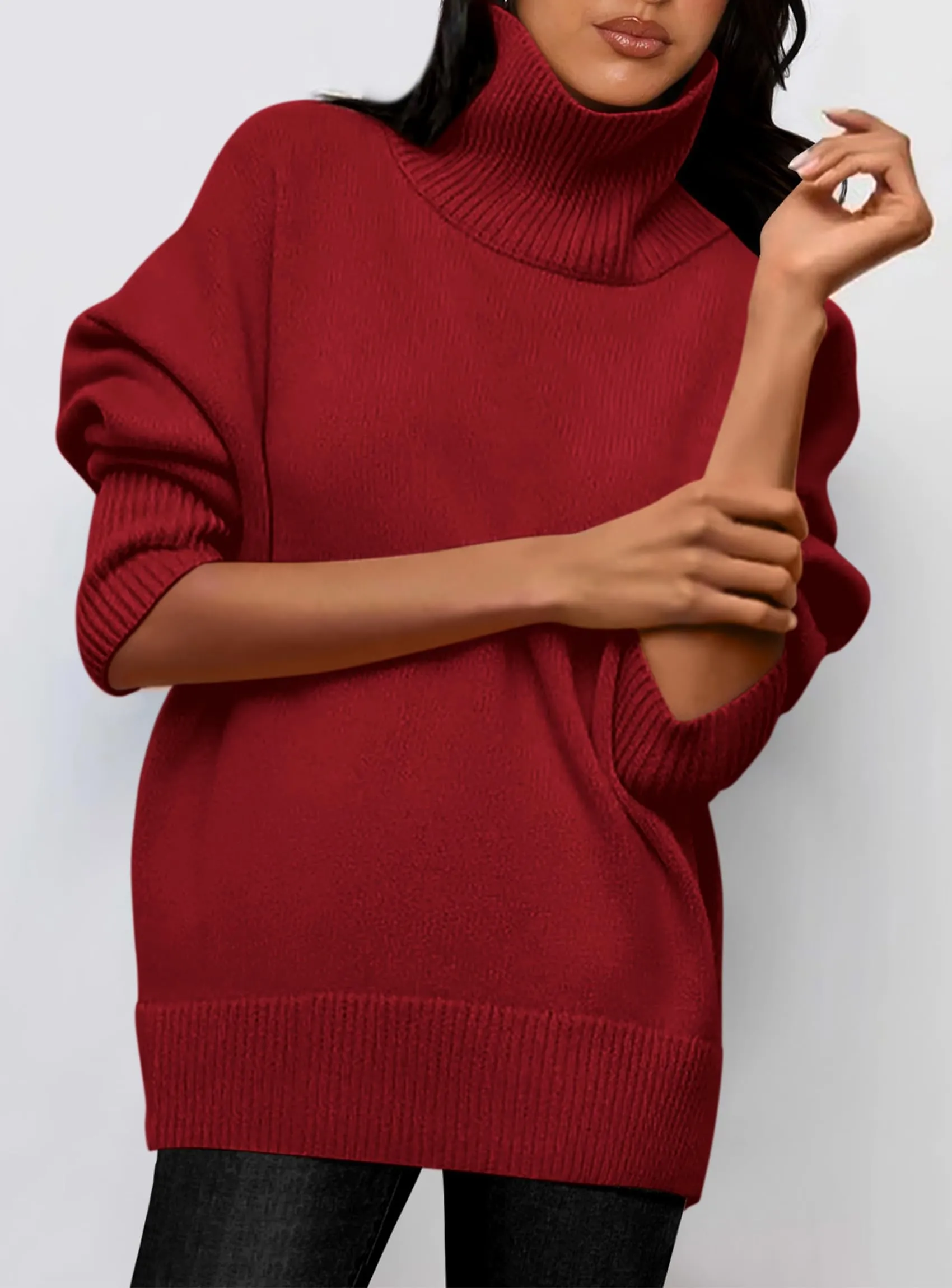 Long Sleeve Oversized Chunky Knitted Casual Turtleneck Sweaters