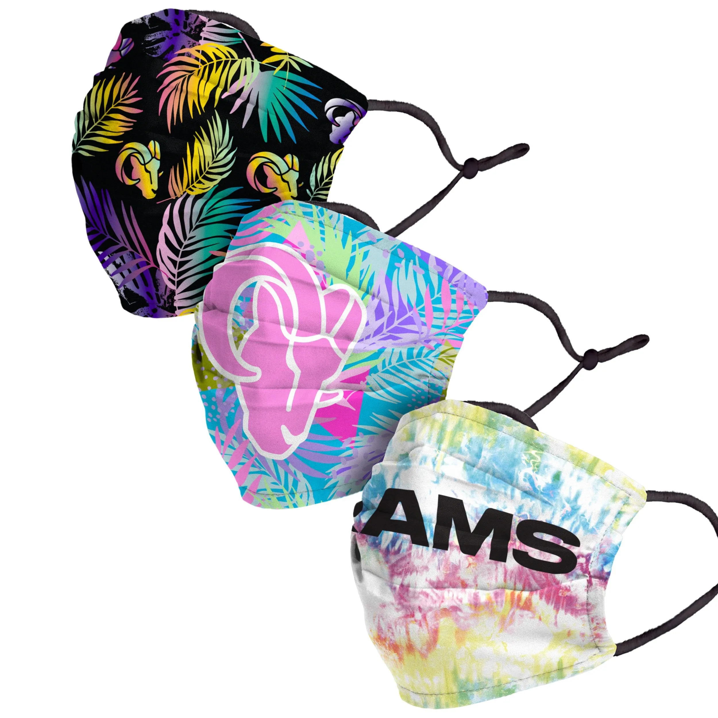Los Angeles Rams NFL Neon Floral 3 Pack Face Cover