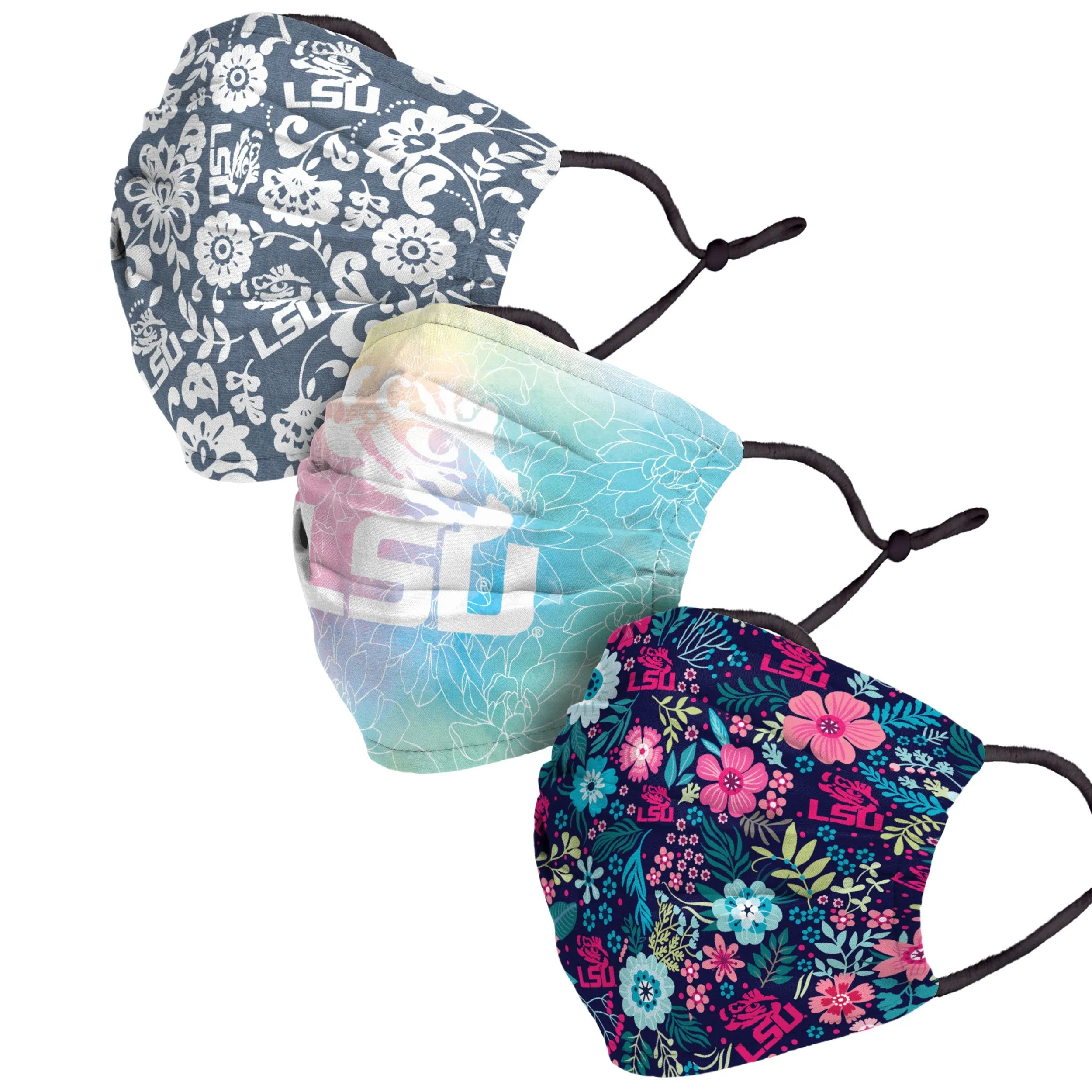 LSU Tigers NCAA Spring Flowers 3 Pack Face Cover