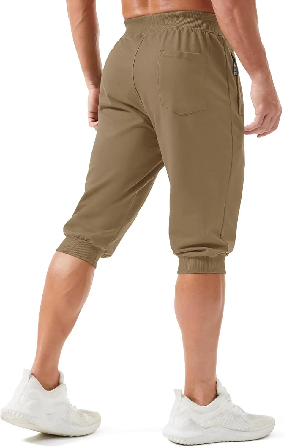 MAGCOMSEN Men's 3/4 Joggers Capri Pants with Zipper Pockets Slim Fit Training Running Workout Capri Joggers