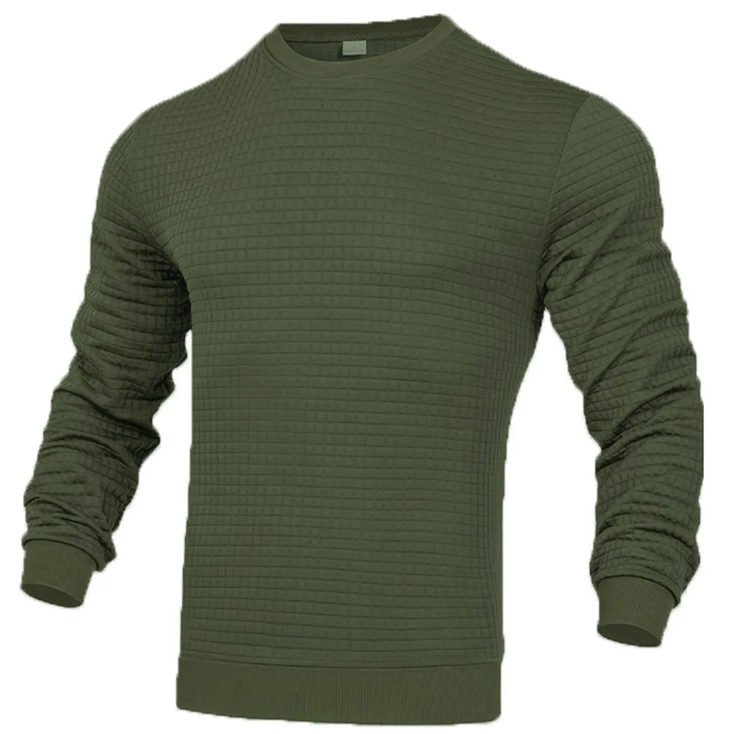 Men's Casual Waffle-Knit Long Sleeve Tee