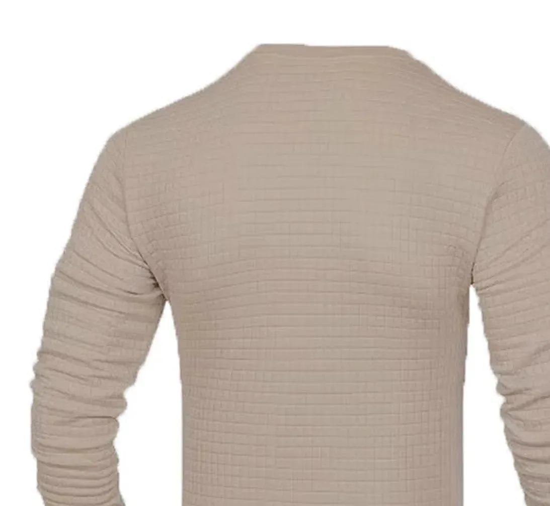 Men's Casual Waffle-Knit Long Sleeve Tee