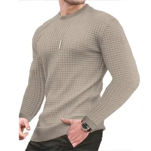Men's Casual Waffle-Knit Long Sleeve Tee