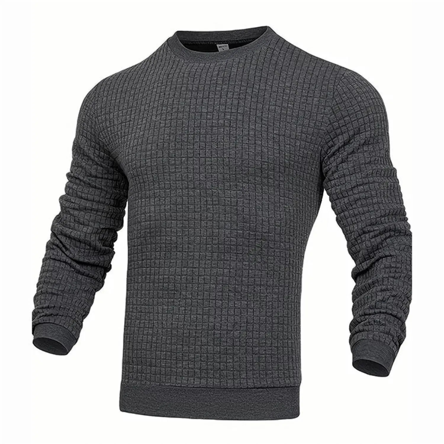 Men's Casual Waffle-Knit Long Sleeve Tee