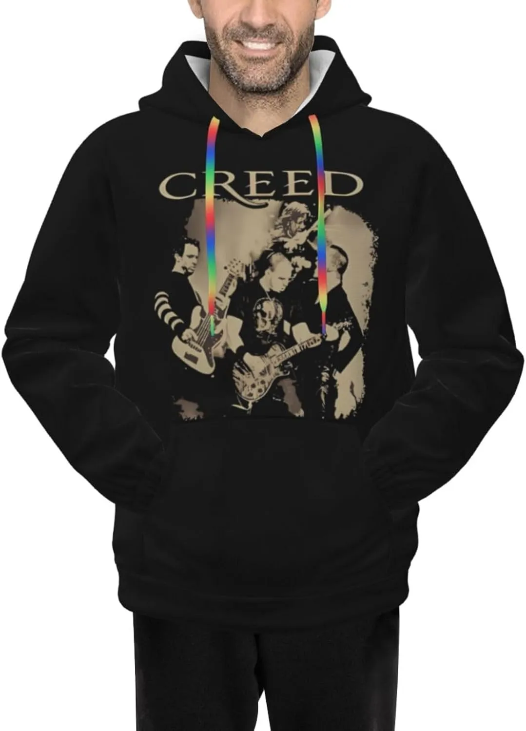 Men'S Graphic Polyester Pullover Shirt With Pocket Stylish Sweatshirt Breathable Jumper