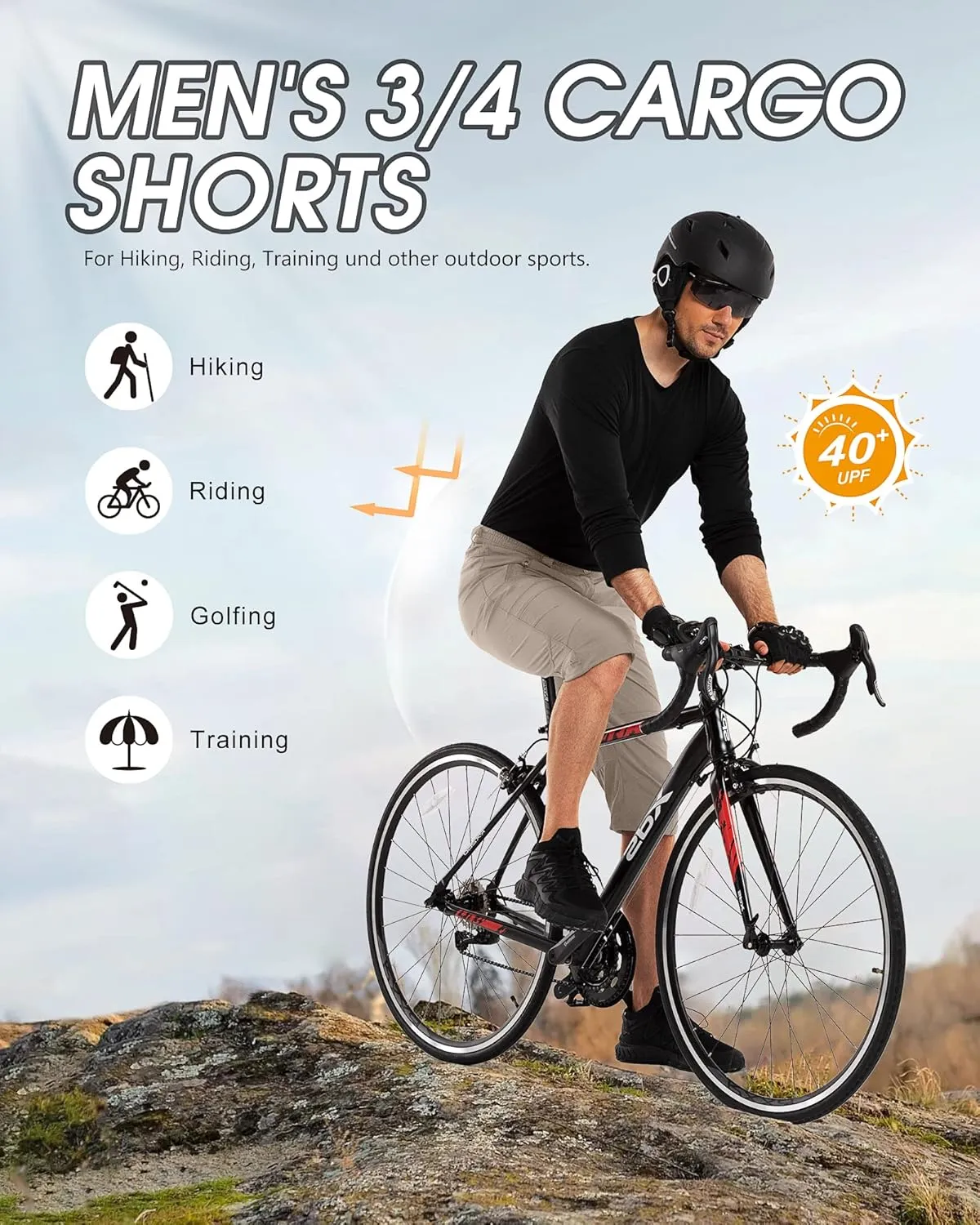 Men's Hiking Golf Capri Pants 3/4 Cargo Quick Dry Lightweight Stretch Below Knee Shorts Pants Travel Casual
