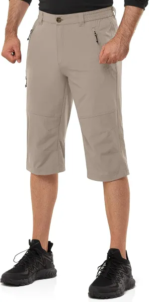 Men's Hiking Golf Capri Pants 3/4 Cargo Quick Dry Lightweight Stretch Below Knee Shorts Pants Travel Casual
