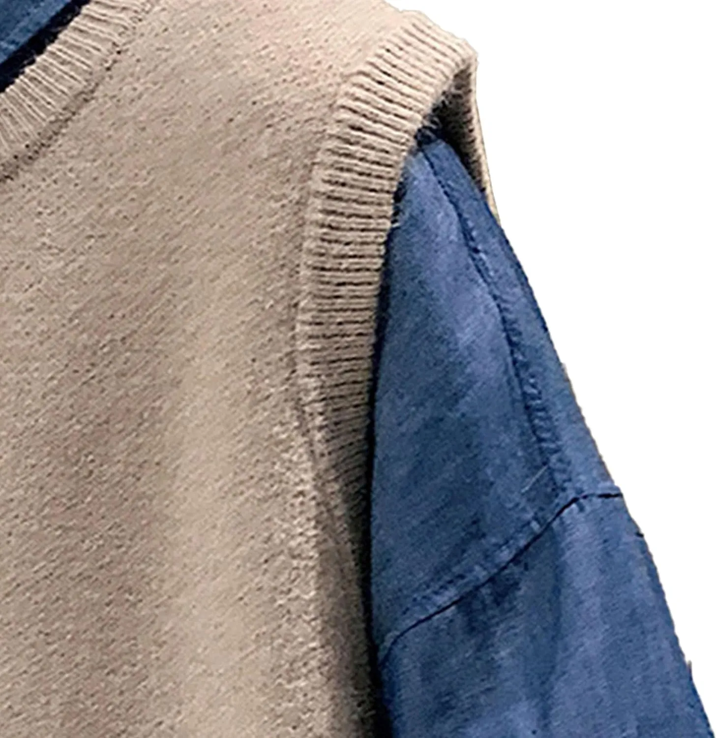 Men's Loose Woolen Vest Wool Blend Knit Waistcoat Pullover Slim Fit Casual Sleeveless Sweaters