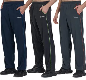 Mens Sweatpants with Zipper Pockets Open Bottom Athletic Pants for Workout,Running,Training,Jogging,Gym