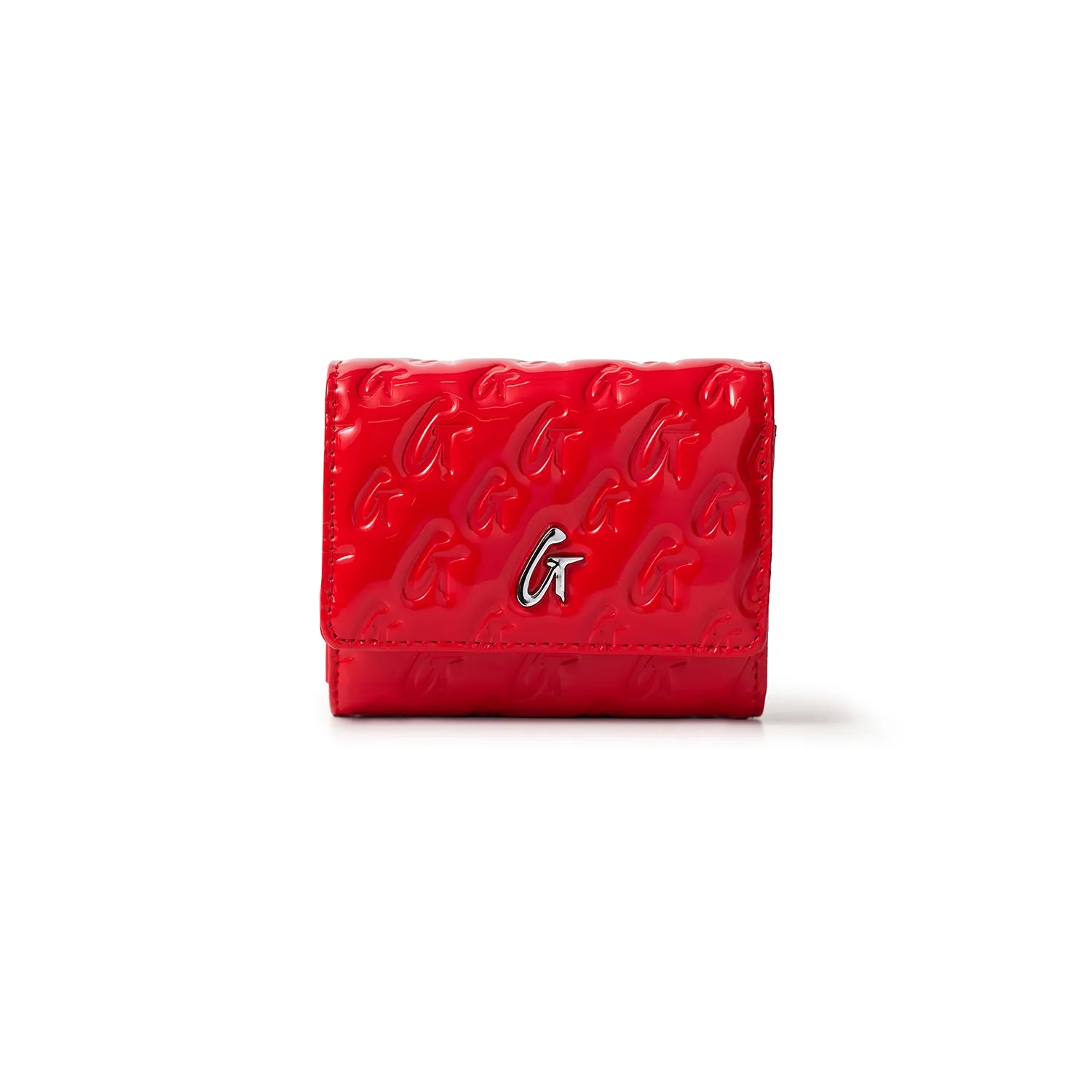 MONOGRAM SILVER COMPACT WOC - RED