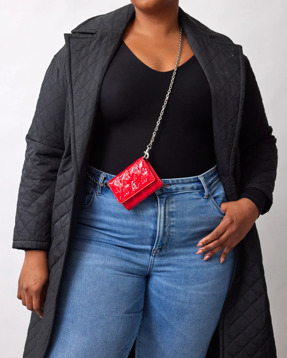 MONOGRAM SILVER COMPACT WOC - RED
