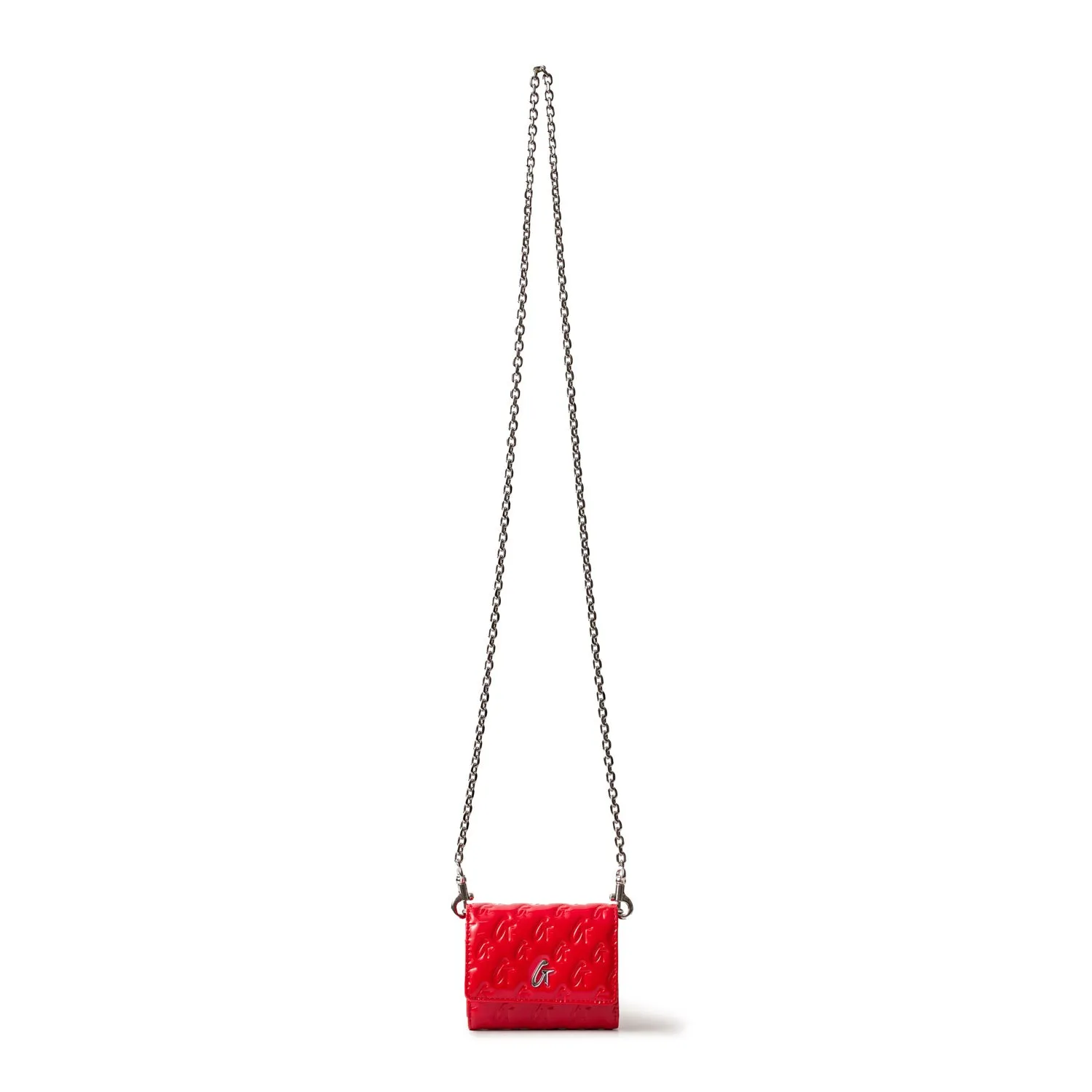 MONOGRAM SILVER COMPACT WOC - RED