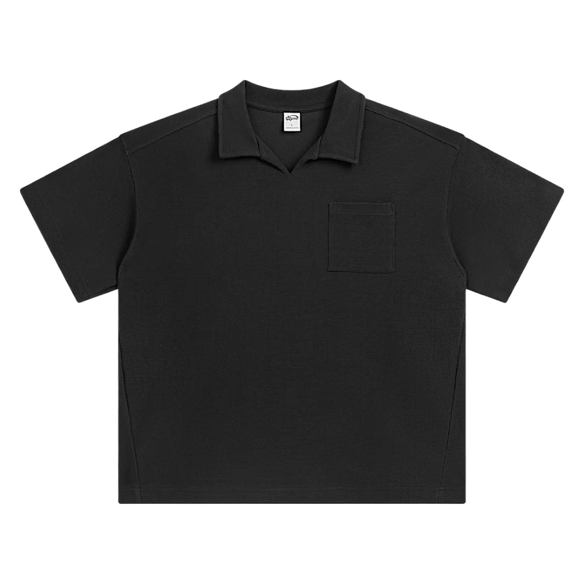 Oversized heavy cotton waffle collar tee