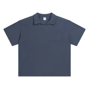 Oversized heavy cotton waffle collar tee