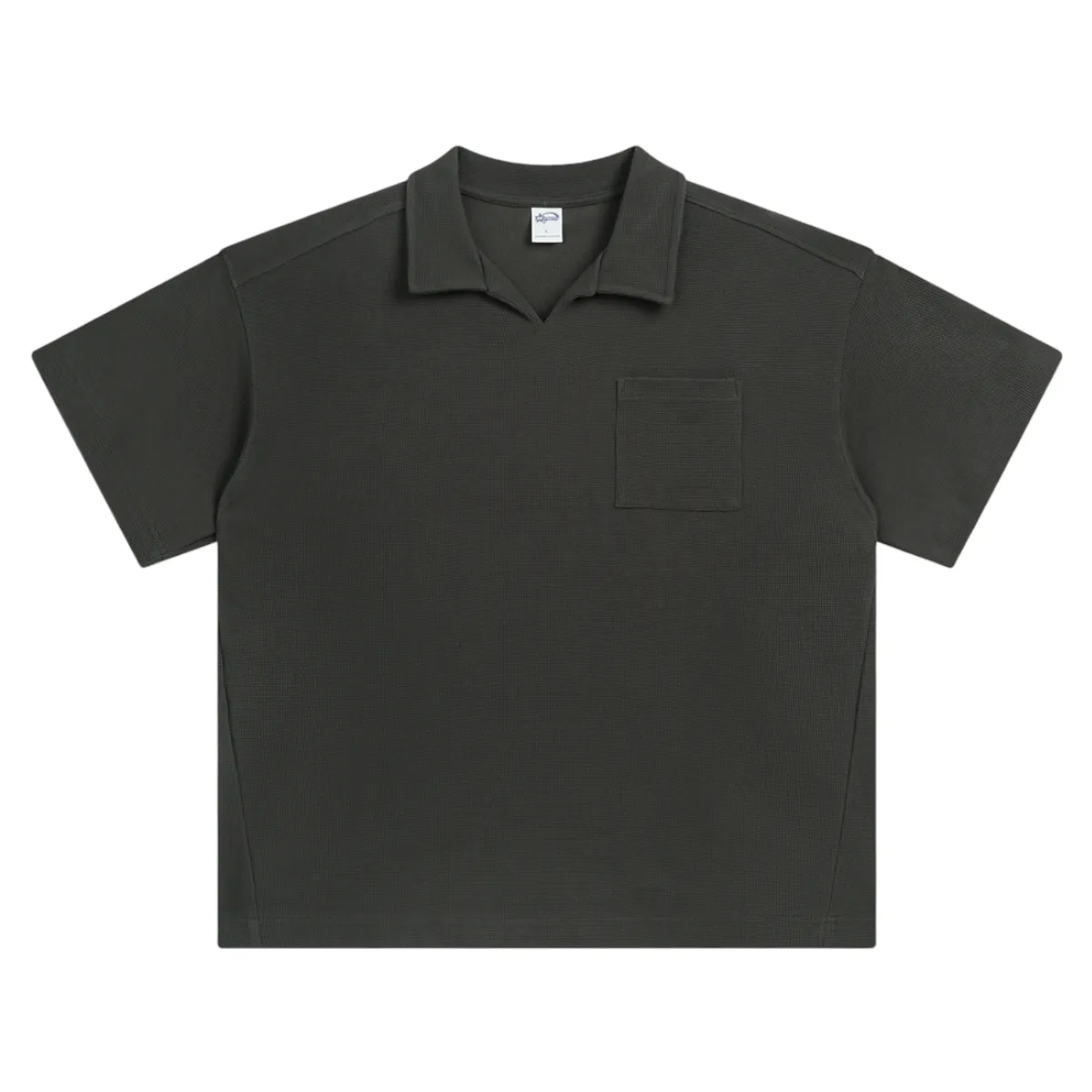 Oversized heavy cotton waffle collar tee