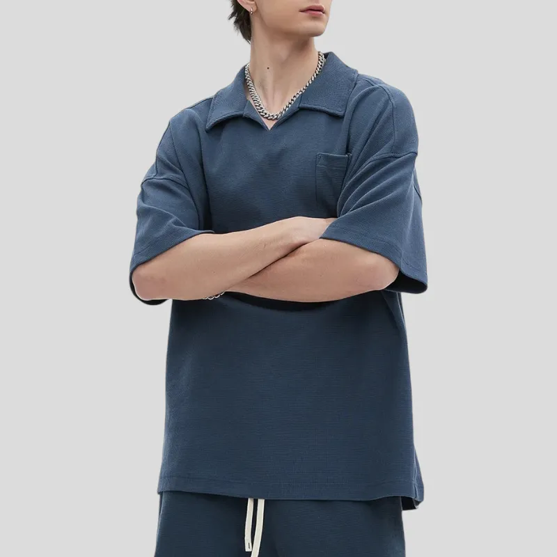 Oversized heavy cotton waffle collar tee