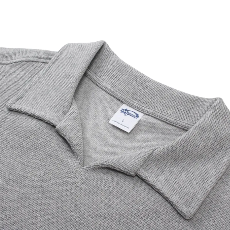 Oversized heavy cotton waffle collar tee
