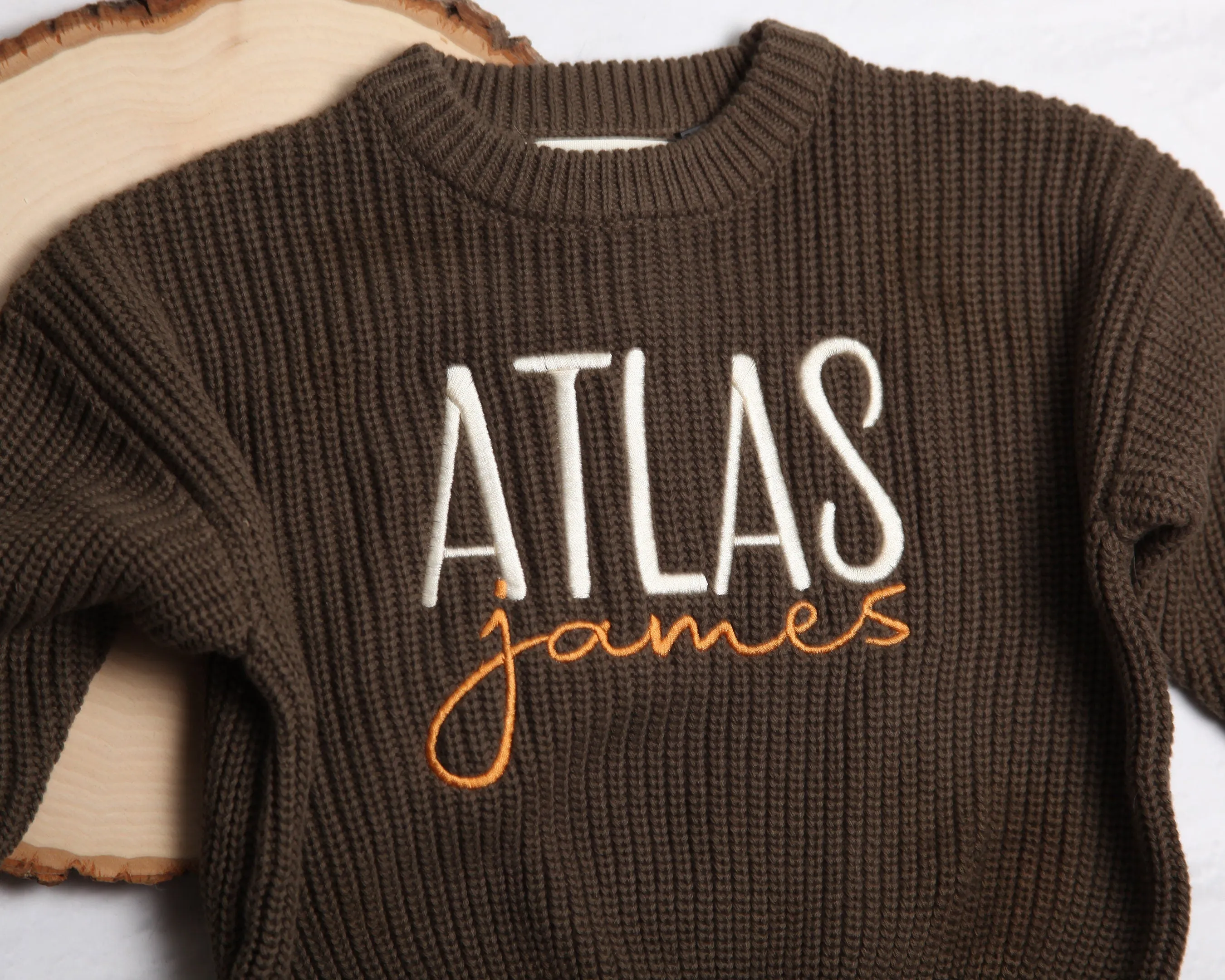 Personalized Embroidered Baby and Toddler Sweater, Embroidered Oversized Chunky Kids Sweater, Baby Name Announcement, Baby Shower Gift