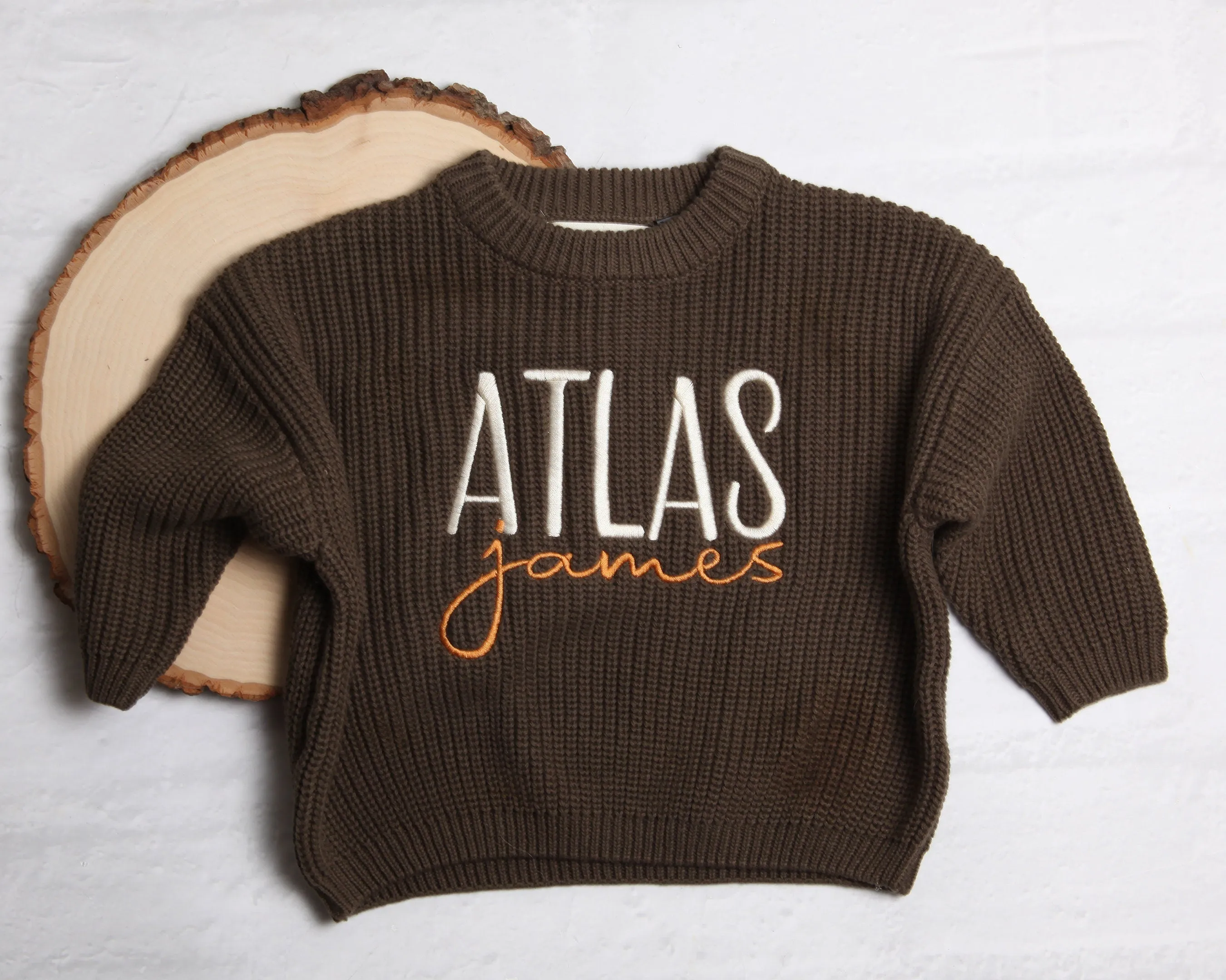 Personalized Embroidered Baby and Toddler Sweater, Embroidered Oversized Chunky Kids Sweater, Baby Name Announcement, Baby Shower Gift
