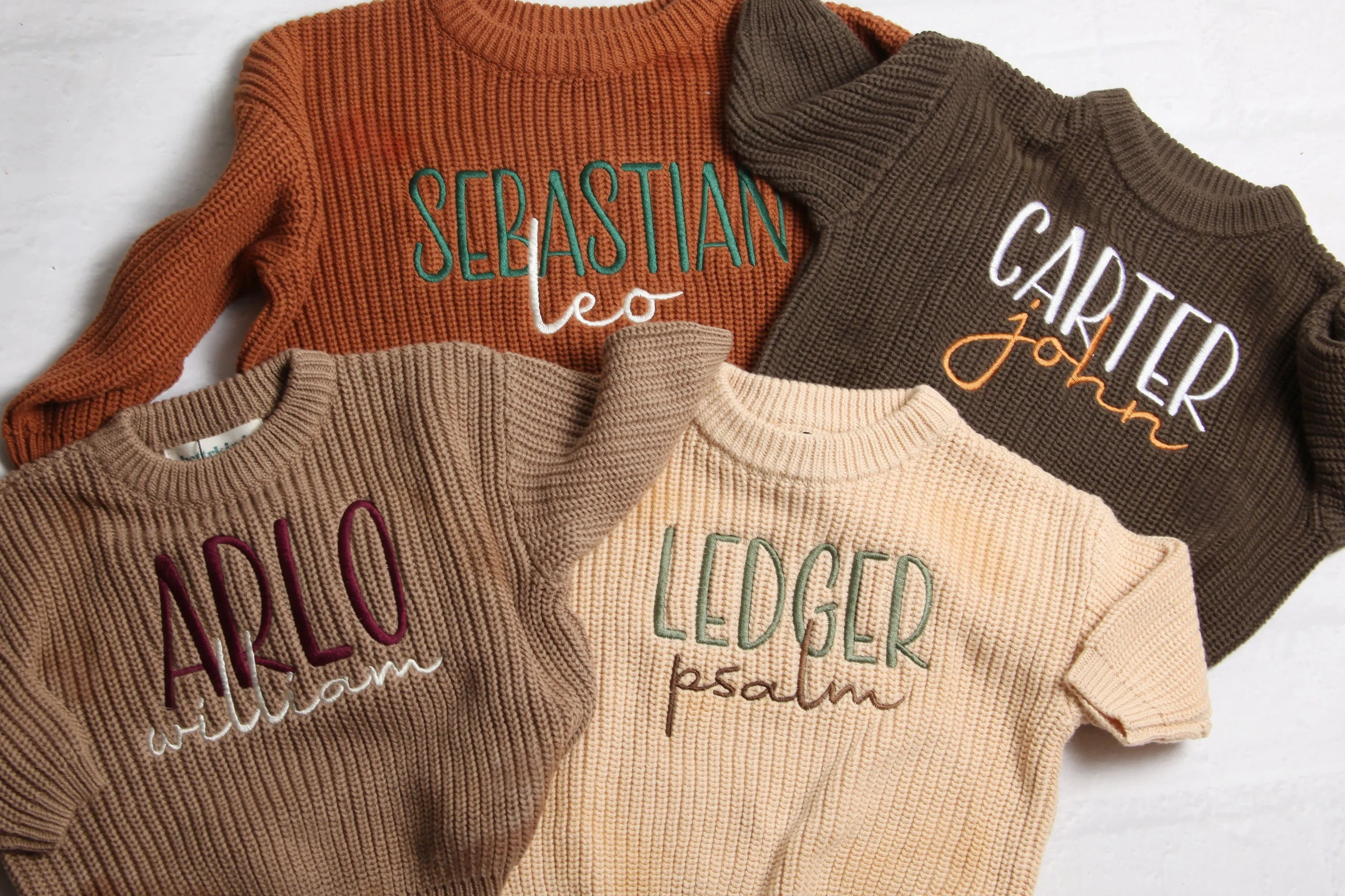 Personalized Embroidered Baby and Toddler Sweater, Embroidered Oversized Chunky Kids Sweater, Baby Name Announcement, Baby Shower Gift