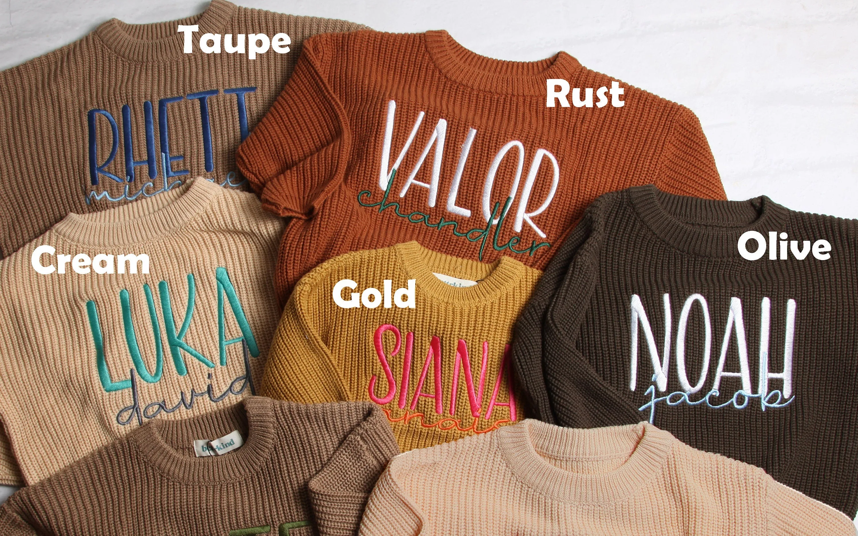 Personalized Embroidered Baby and Toddler Sweater, Embroidered Oversized Chunky Kids Sweater, Baby Name Announcement, Baby Shower Gift