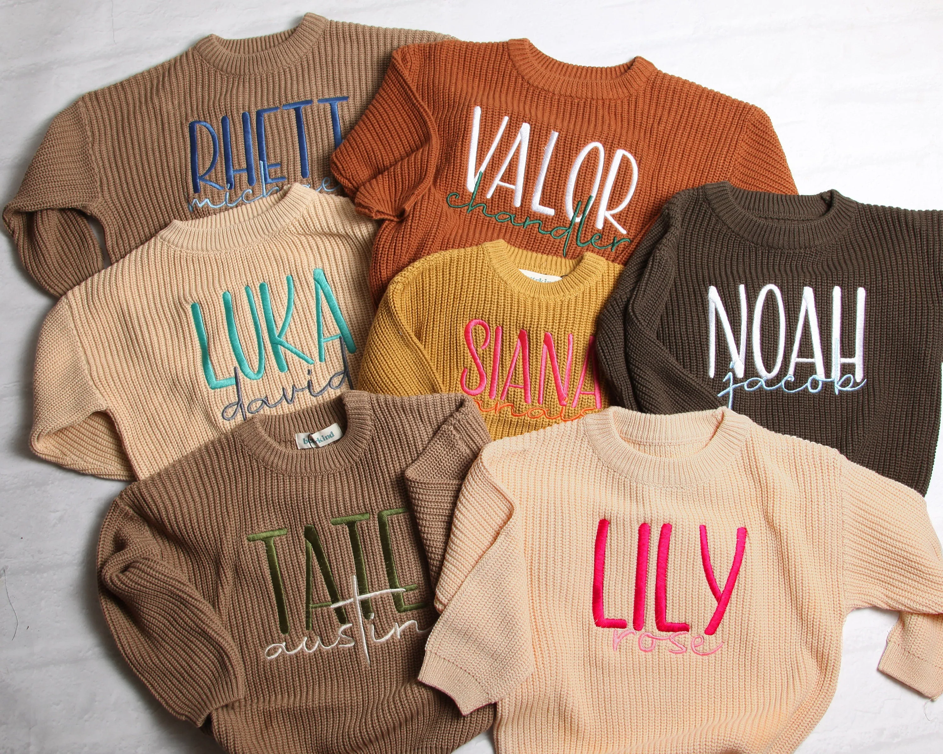 Personalized Embroidered Baby and Toddler Sweater, Embroidered Oversized Chunky Kids Sweater, Baby Name Announcement, Baby Shower Gift