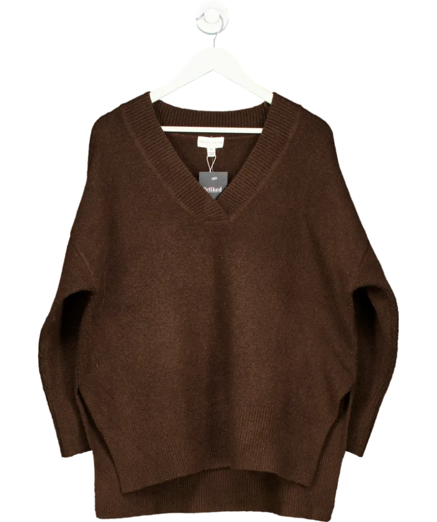 PRETTY LAVISH Brown Myla Oversized Jumper UK XS