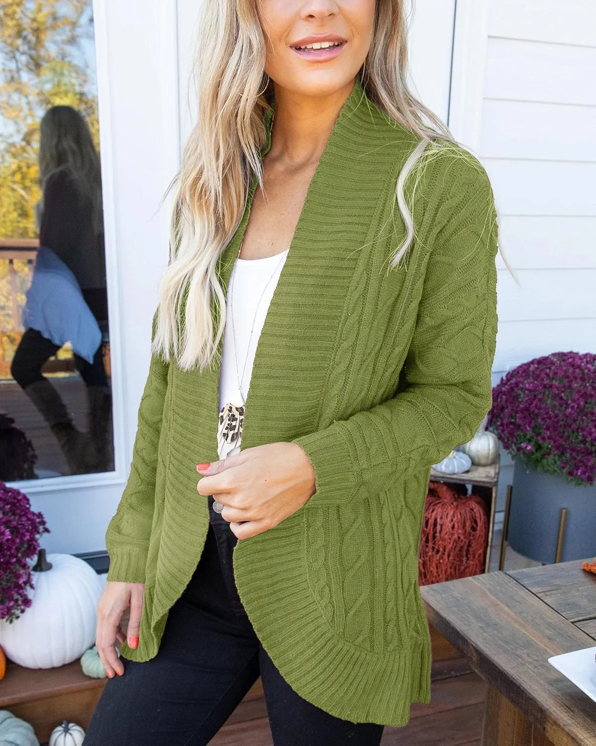 Saodimallsu Womens Loose Open Front Cardigan Long Sleeve Casual Lightweight Soft Knit Sweaters Coat with Pockets